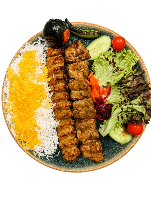 Chenjeh Sultani — lamb kebab with saffron rice at Termeh